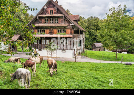 Bauernhaus im Freilichtmuseum Ballenberg, Berner Oberland, Schweiz Stockfoto