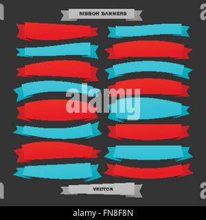 Satz von 3d Stil Band Banner auf schwarzem Hintergrund isoliert. Vektor-Zierband Etiketten. Vintage Bänder, Auszeichnung Abzeichen eleme Stock Vektor