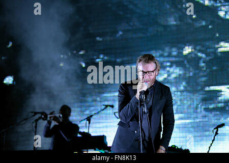 BARCELONA - 30 Mai: The National (US-amerikanische Indie-Rock-Band) in Konzert im Heineken Primavera Sound Festival 2014. Stockfoto