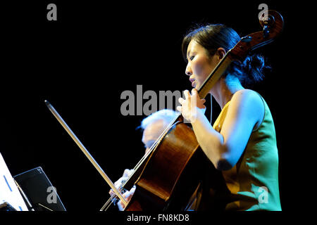 BARCELONA - 31 Mai: Kronos Quartet (American String Quartet), Konzert im Heineken Primavera Sound 2014. Stockfoto