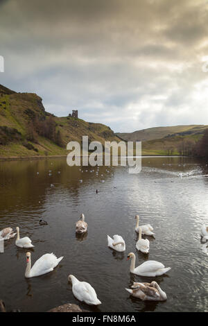 Kapelle St Anthony über Margaret es Loch im Holyrood Park Edinburgh angesehen. Stockfoto