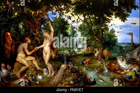 Der Garten Eden mit dem Sündenfall 1615 Jan Brueghel der ältere 1568-1625 und Rubens 1577-1640 flämischen Belgien Belgien Stockfoto