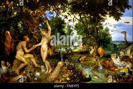 Der Garten Eden mit dem Sündenfall 1615 Jan Brueghel der ältere 1568-1625 und Rubens 1577-1640 flämischen Belgien Belgien Stockfoto