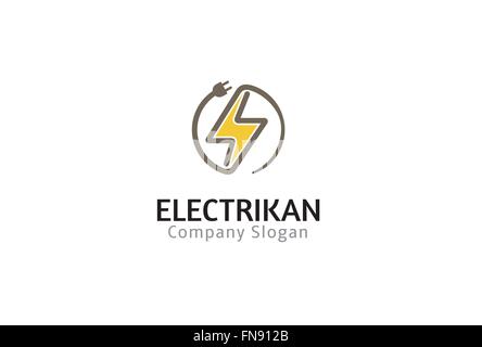 Elektikan Thunder Circle Logo Vektor Design Illustration Stock Vektor