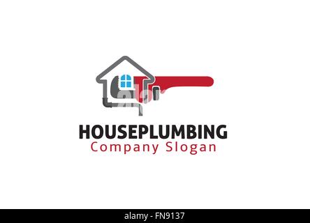 Haus Klempnerarbeiten Logo Vektor Symbol Design Illustration Stock Vektor