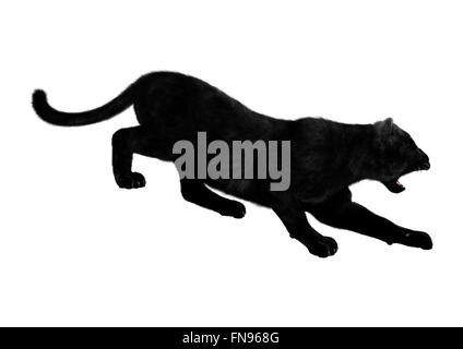 Digitalen Rendern einer Raubkatze schwarze Panther Jagd isoliert auf weißem Hintergrund Stockfoto