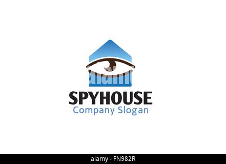 Spy House Eye Vision Logo Vektor Design Illustration Stock Vektor