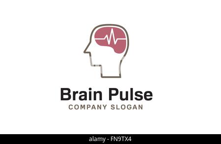 Brain Pulse Logo Vektor Symbol Design Illustration Stock Vektor