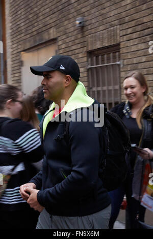 New York, NY, USA, Broadway, 13. März 2016 Hamilton Christopher Jackson verlassen für Washington DC nach Sonntag Leistung bei Richard Rogers Theater, Broadway Stockfoto