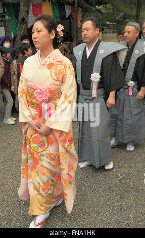 Japan; Kyoto; Setsubun Festival, Rozanji Tempel, Prozession, Menschen, Stockfoto