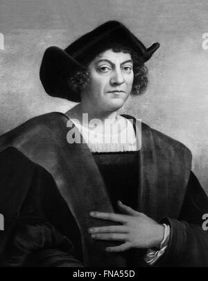 Christopher Columbus. Ein 1906 Foto ein Portrait nach einem 1519 Gemälde von Sebastiano del Piombo sagte Christopher Columbus sein Stockfoto