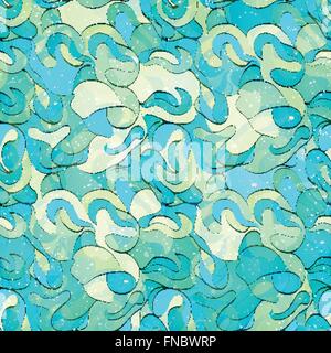 nahtlose Muster mit Vintage ornament Meereswellen über Papierstruktur. Vektor-Mode-Hintergrund-Design. Mode Textil print temp Stock Vektor