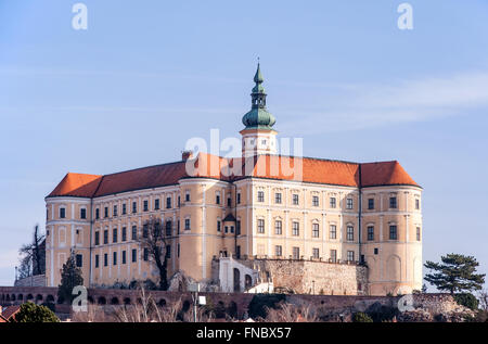 Schloss Mikulov in Südmähren, Tschechische Republik Stockfoto