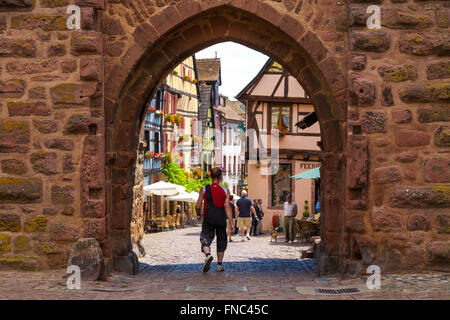 Ansicht von Riquewihr, Elsass Haut-Rhin-Frankreich Stockfoto