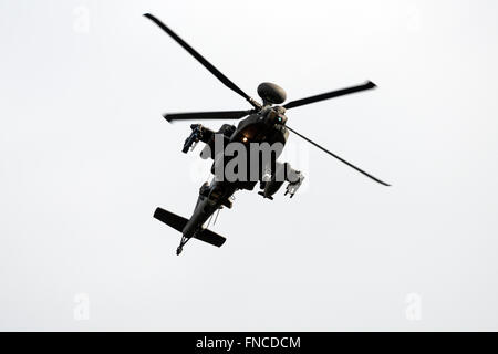 Army Air Corp Apache-Hubschrauber von RAF Wattisham über Woodbridge Flugplatz training Bereich, Rendlesham, Suffolk, UK. Stockfoto