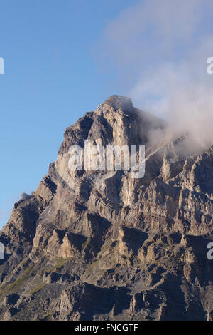 Falten auf Dents-du-Morcles gesehen von Demecre, Wallis, Schweiz Stockfoto