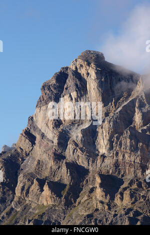 Falten auf Dents-du-Morcles gesehen von Demecre, Wallis, Schweiz Stockfoto