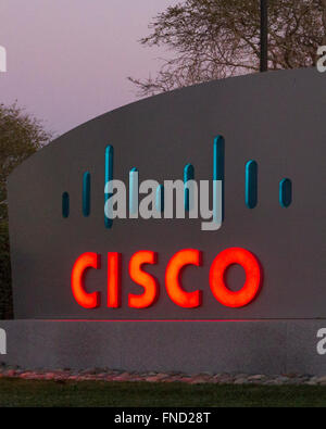 Ein Cisco-Leuchtreklame in San Jose Kalifornien USA Stockfoto