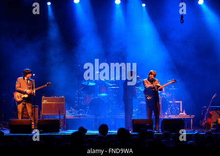 BARCELONA - 24 JUL: Abbey Road (Band Hommage an die Beatles) führt auf Golden Revival Festival am 24. Juli 2014 in Barcelona Stockfoto