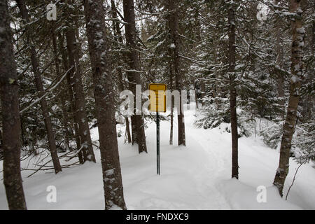 Kadunce River Valley im Winter mit einem Minnesota Department of Natural Resources-Schild Stockfoto