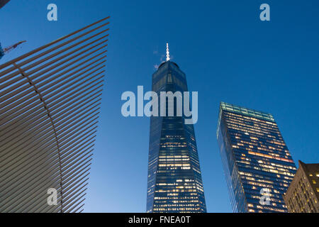 World Trade Center Türme NYC 1 Freiheit oben Stockfoto