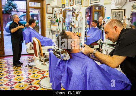 Barbershop, seit 1900. Calle Cuchilleros 15. Madrid. Spanien Stockfoto