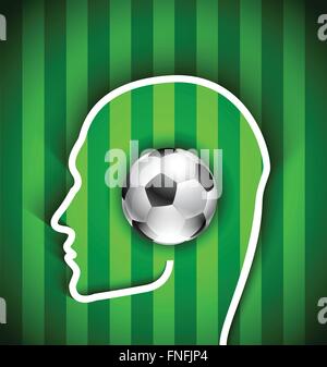 Menschlichen Kopf mit Fußball - Fußball fan Konzept Stock Vektor