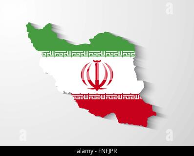 Iran Land Karte mit Flagge und Schatteneffekt Präsentation Stock Vektor