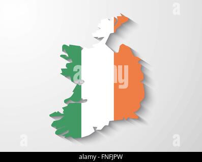 Irland Land Karte mit Flagge und Schatteneffekt Präsentation Stock Vektor
