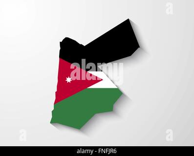 Jordanien Land Karte mit Flagge und Schatteneffekt Präsentation Stock Vektor