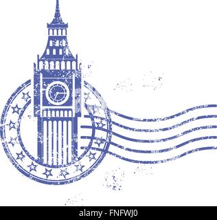 Grunge runden Stempel mit Big Ben - Wahrzeichen von London Stock Vektor