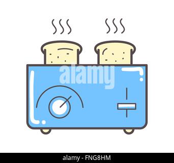Toaster und Brot Vektor-Illustration auf weiß Stock Vektor
