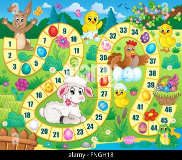 Brettspiel-Bild mit Ostern Thema 1 - Bild-Darstellung. Stockfoto