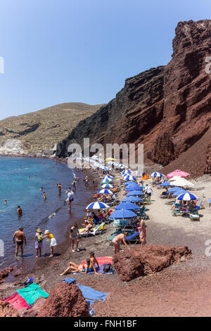 Griechenland, Kykladen, Santorini Insel, Akrotiri, der rote Strand Stockfoto