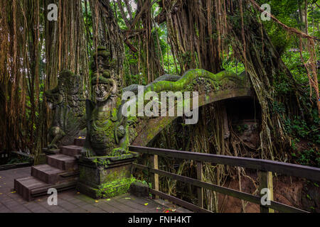 Drachenbrücke in heiliger Affenwald Heiligtum, Ubud, Bali, Indonesien Stockfoto