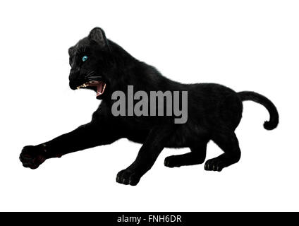 Digital Render eine große Katze isoliert Black Panther auf weißem Hintergrund Stockfoto