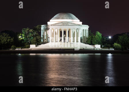 Thomas Jefferson Memorial. Washington DC. Nachtzeit. Stockfoto