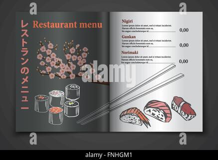 Vintage Sushi Restaurant Menü Vektorgrafik Stock Vektor