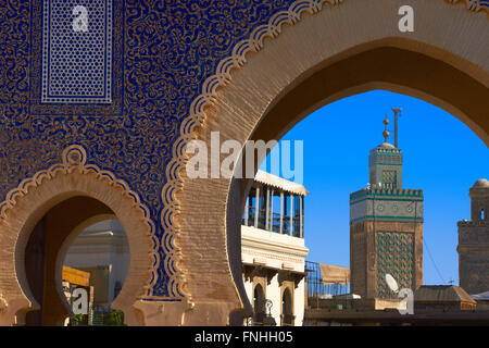 Fez, Bab Bou Jeloud, Fes El-Bali, Fes, Marokko, Maghreb, Nordafrika. Stockfoto