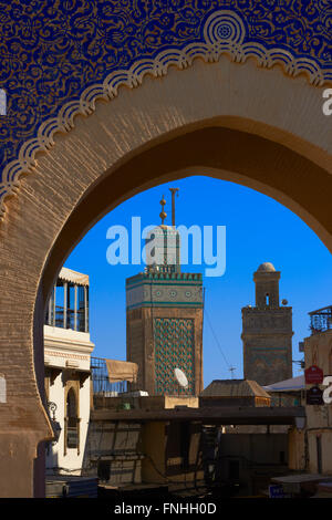 Fez, Bab Bou Jeloud, Fes El-Bali, Fes, Marokko, Maghreb, Nordafrika. Stockfoto