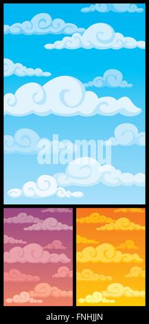 Cartoon Wolkengebilde. Es folgen 2 weitere Versionen unterscheiden sich in Farbe. Stock Vektor