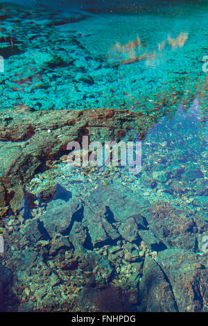 Fünf-farbigen Schwimmbad, Jiuzhaigou Nationalpark, Provinz Sichuan, China, UNESCO-Weltkulturerbe Stockfoto