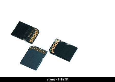 SD-Carn oder Speicher Karte für Digitalkamera und mehr isoliert auf weißem Hintergrund Stockfoto