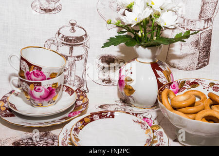 Ein Tisch für Tee zum Frühstück Stockfoto