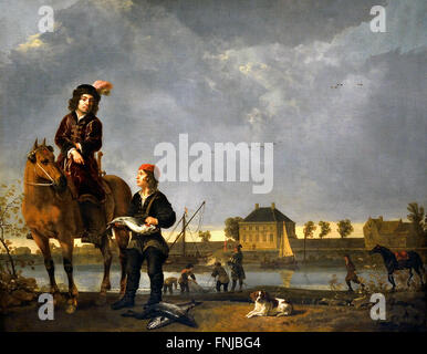 Equestrian Porträt von Pieter de Roovere (1602-1652), c. 1650 Aelbert Cuyp (1620 – 1691) Niederlande Niederlande Stockfoto