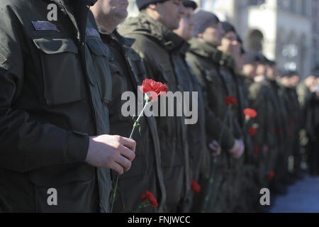 Kiew, Ukraine. 16. März 2016. Veranstaltungen anlässlich des zweiten Jahrestages der Gründung des ersten Bataillons der nationalen beschützen unter den freiwilligen sie. S. Kolschitzky © Nazar Furyk/ZUMA Draht/Alamy Live-Nachrichten Stockfoto