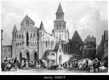 Gravur von der Kirche von Notre Dame, Poitiers mit hoher Auflösung aus einem Buch gescannt gedruckt im Jahre 1876. Kostenlos copyright geglaubt. Stockfoto