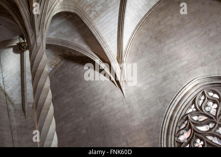 Innenraum-Sa Llotja, Gohitc Stil, Palma De Mallorca, Balearen, Spanien. Stockfoto