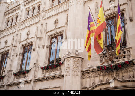 Fassade Rathaus-Ajuntament. Palma De Mallorca, Balearen, Spanien. Stockfoto