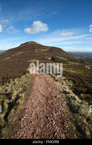 Scottish Borders, Schottland. Malerische Aussicht auf Eildon Hügel nördlich betrachtet von St. Cuthbert's Weg Fußweg. Stockfoto